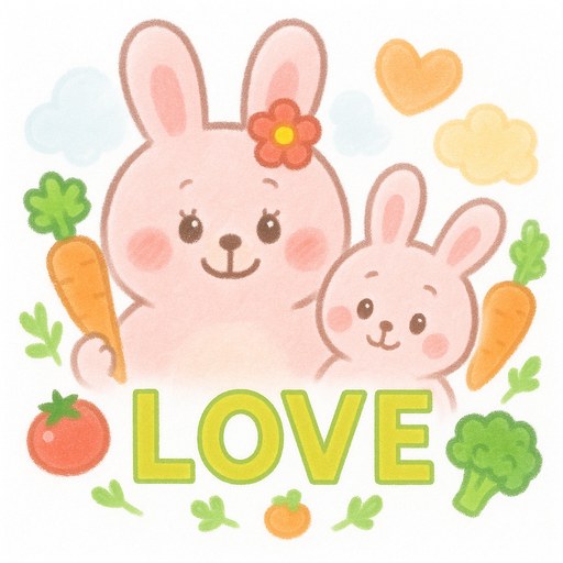 うさぎの親子のイラスト